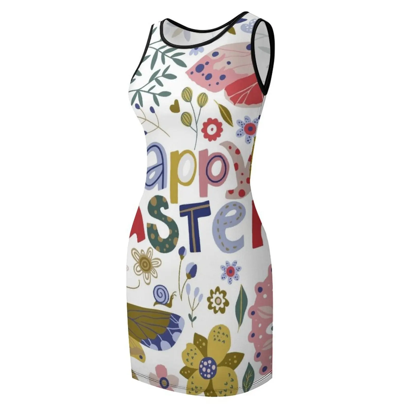 Happy Easter Floral Pattern Sleeveless Sundress ladies dresses for women 2025 dress korean style summer dress daily