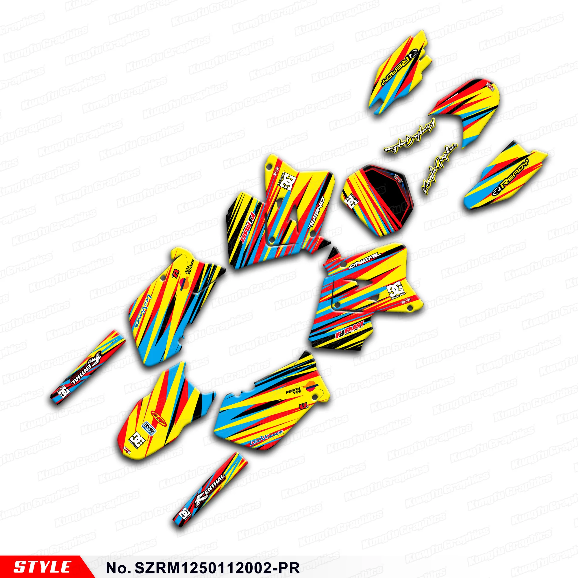

Aftermarket Motocross Full Vinyl Decals Stickers Kit for Suzuki RM125 RM250 2001-2012, SZRM1250112002-PR