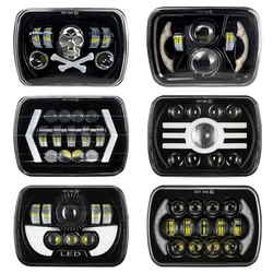 7x6'' 5X7 Inch Square Led Headlight Hi-Lo Beam Halo For Jeep Wrangler Motorcycle Car Off-road Truck