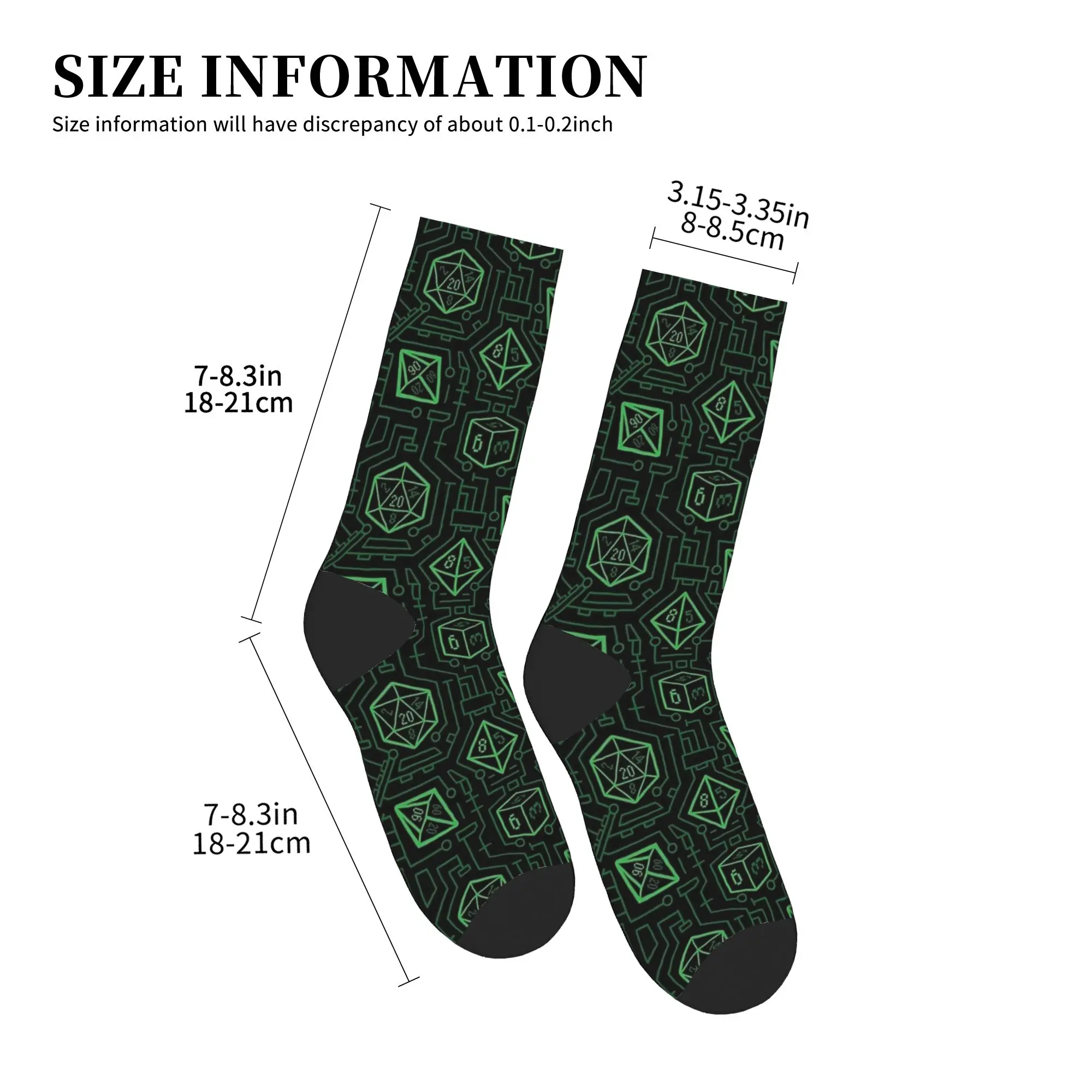 Tech D20 Pattern Green Socks  Printed Stockings Anti Skid Men's Socks High Quality Autumn Trendy Outdoor Socks