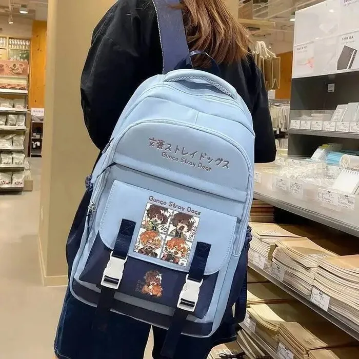 

Breathable Mesh Black Blue Bungo Bungou Stray Dogs Student School Bags Large Capacity Backpacks Anime Game