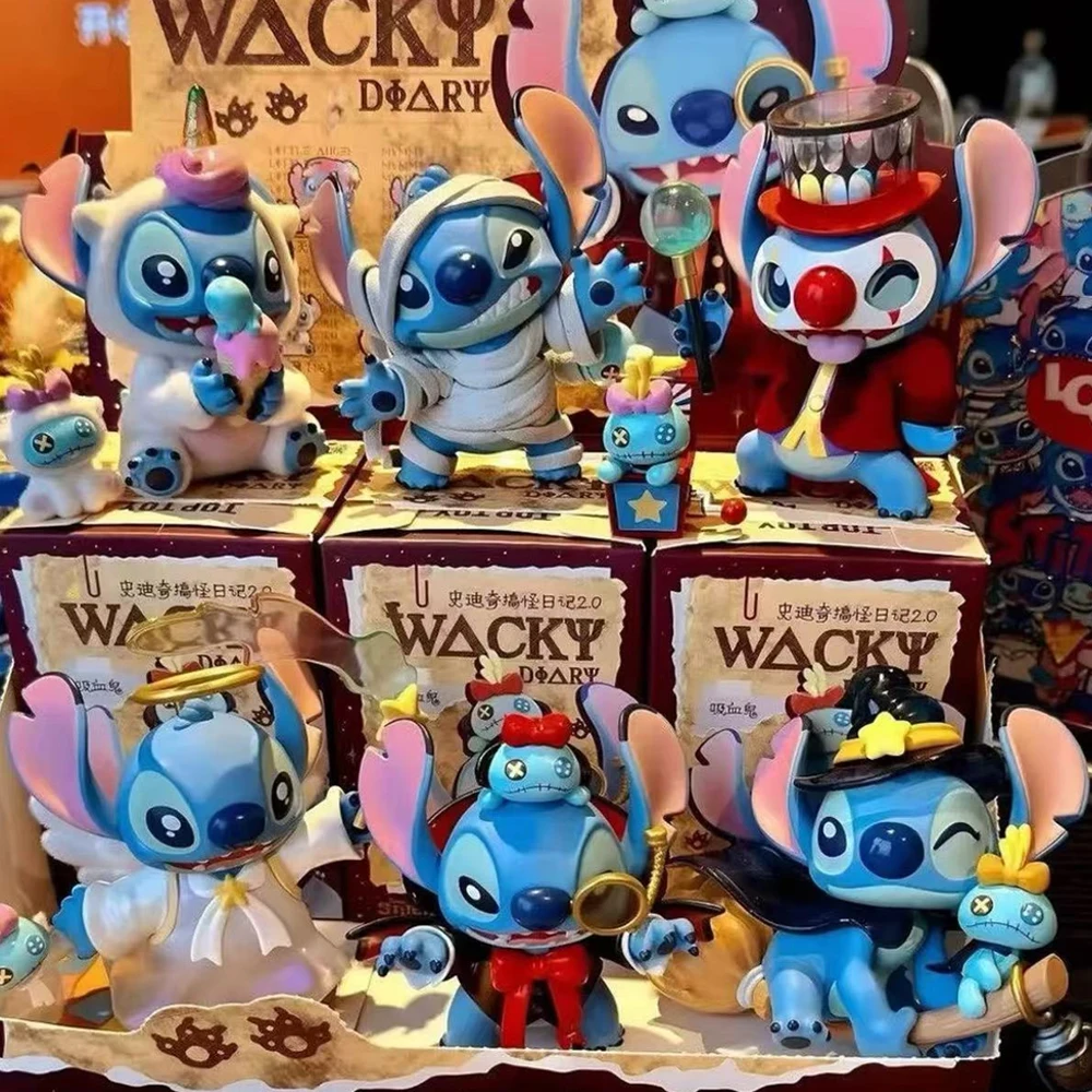 Figurines de dessin animé Disney Stitch Weird Diary, poupée créative et mignonne, modèle mystère, boîte aveugle, jouets pour enfants, cadeaux d'halloween