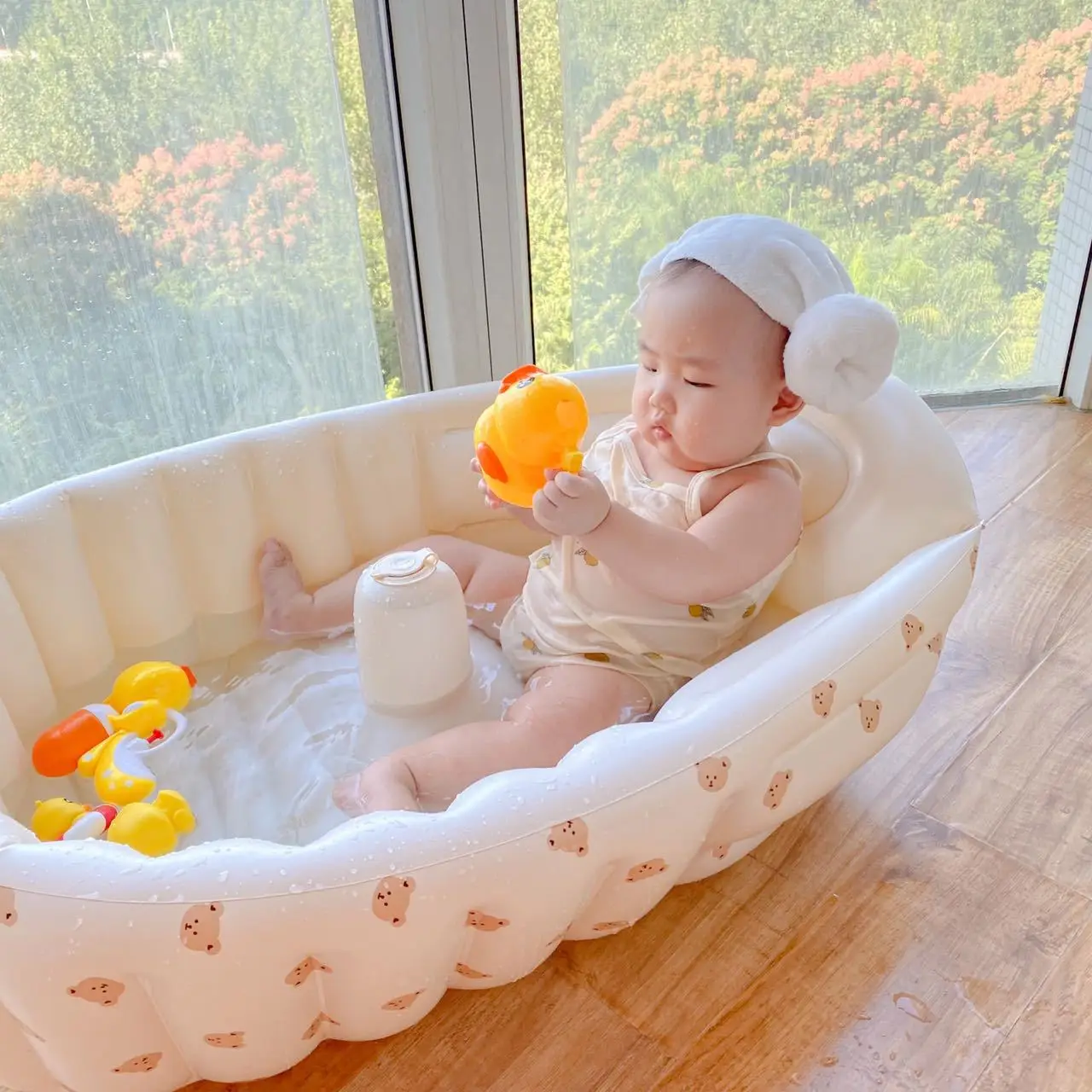 

Inflatable Bathtubs for The Baby Portable Folding Baby Bath Tub Summer Outdoor Babies Pool Play Water Infant Shower Items 2024