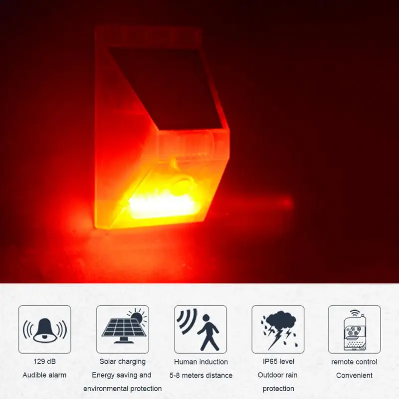 

Remote Control Alarm Warning Lights Solar Motion Sensor Warning Security Light Outdoor Wall Light Waterproof Lamp for Garden