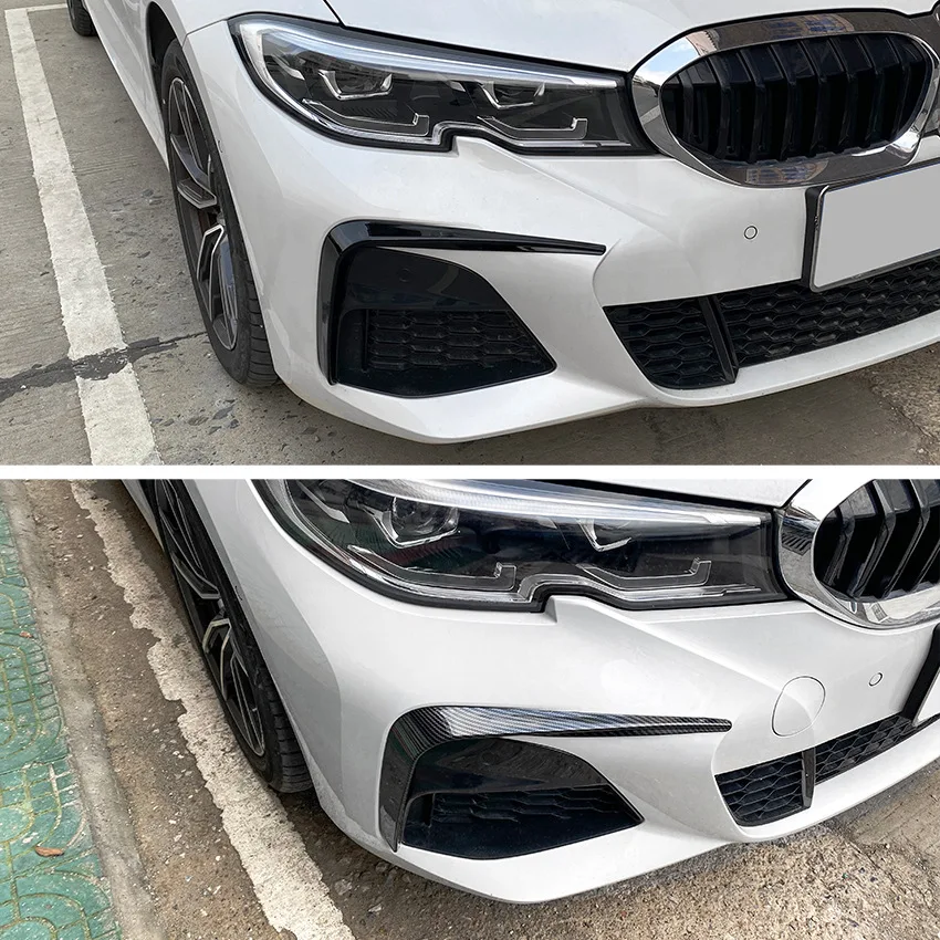 Car Front Bumper Spoiler Fog Lamp Cover Air Knife Splitter For BMW 3 Series G20 G21 G28 318i 320i 330d 330e M Sport 2019-2022