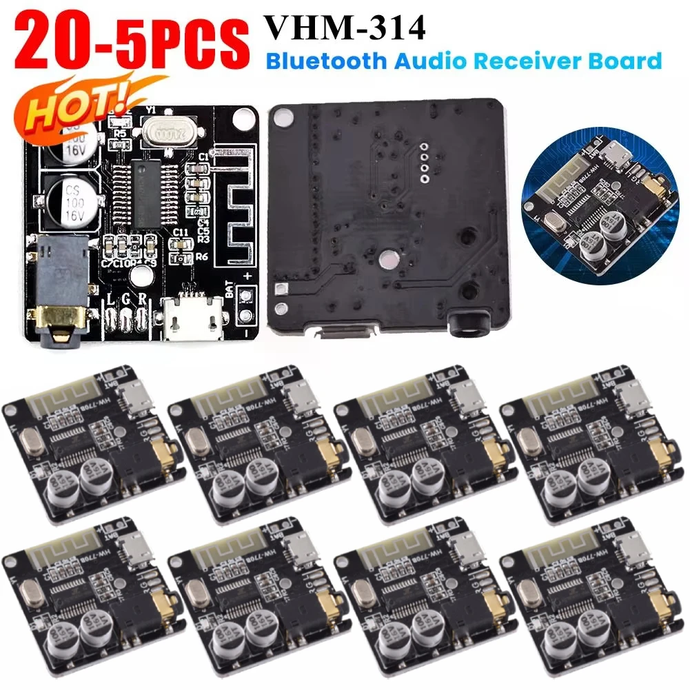 5-20PCS VHM-314 DIY For Bluetooth Audio Receiver Board 3.7-5V Bluetooth 4.1/5.0 Mp3 Lossless Decoder Board Wireless StereoModule