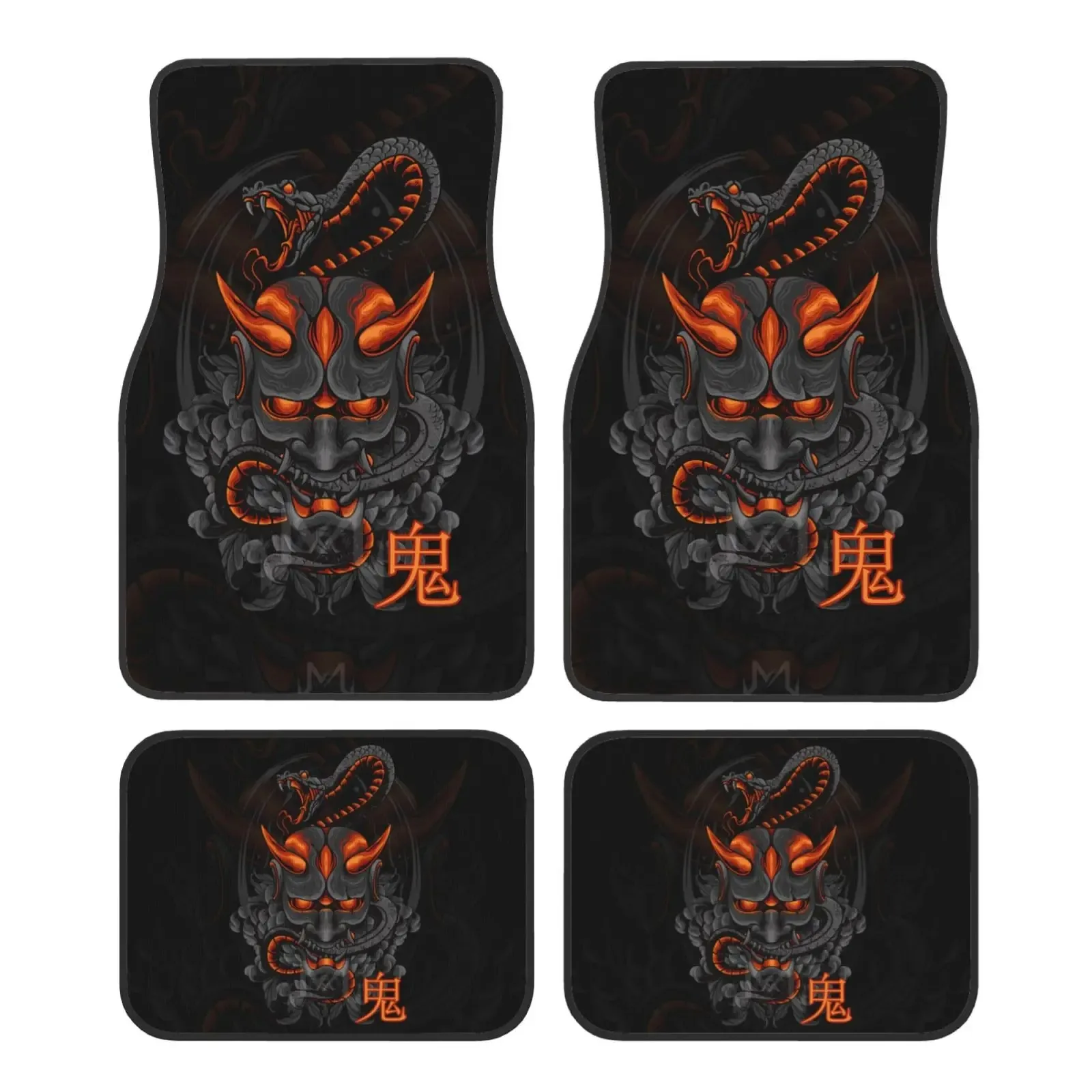 

Japanese Mask Snake Car Foot Mat 4-piece Set Suitable for All Car Foot Mat Accessories Crystal Velvet Foot Mat