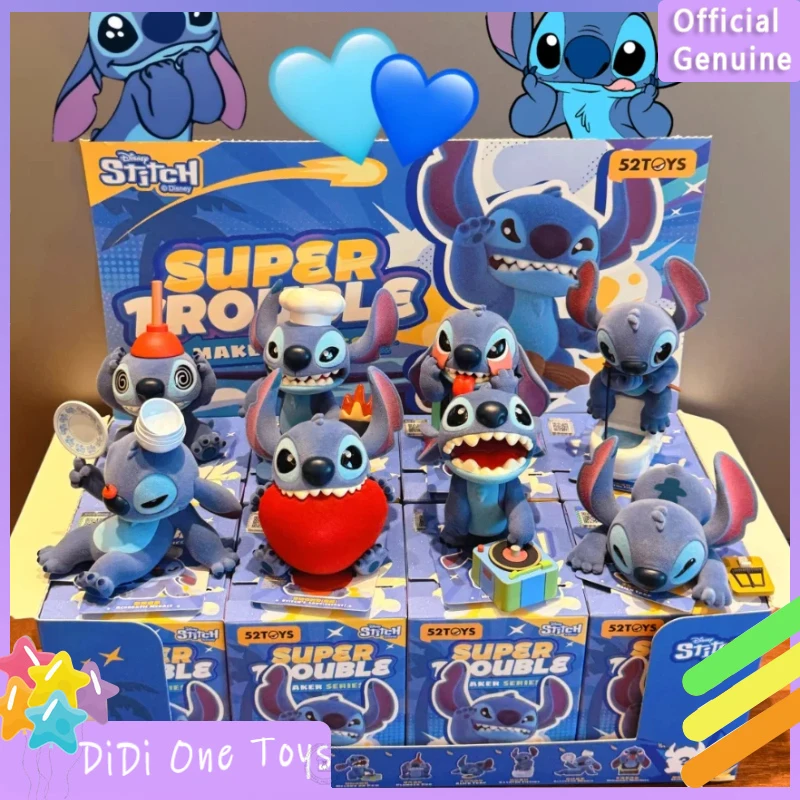 

Genuine 52toys Stitch Super Trouble Series Blind Box Cute Figurine Collection Desktop Ornament Fashion Trend Gift