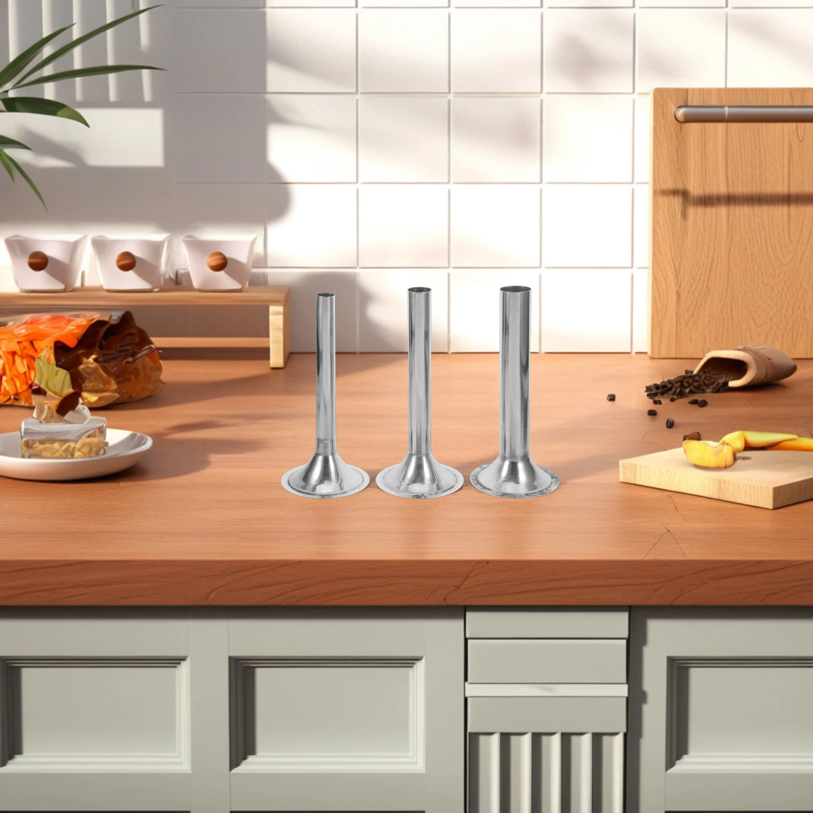 

3Pcs Stainless Steel Sausage Filling Tubes Meat Grinder Accessories Professional Home Sausage Making Tool Kit Stuffer