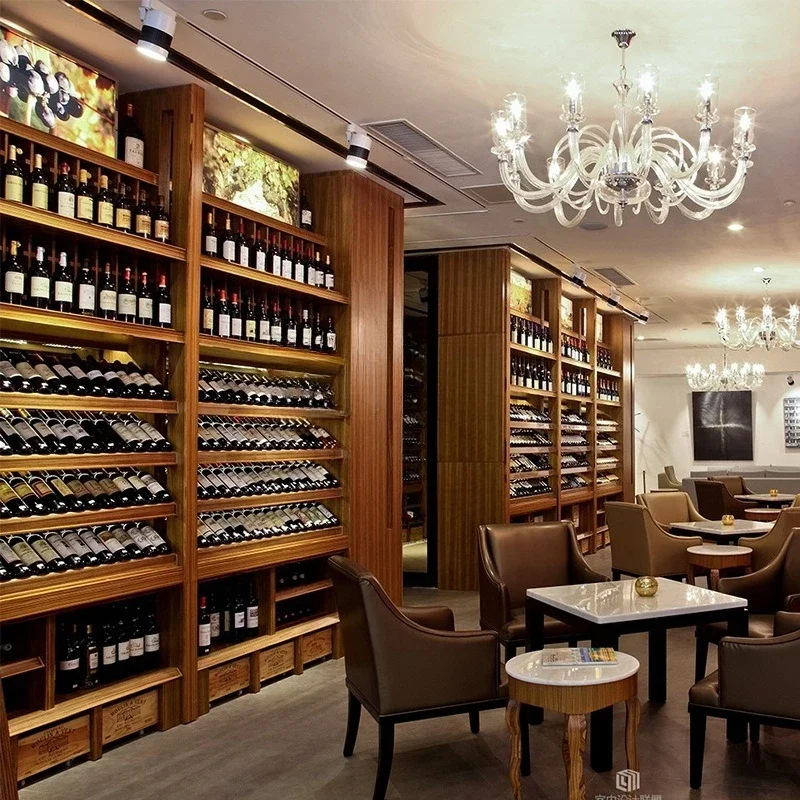 

Bar wooden cabinet container, shopping mall supermarket display cabinet, wrought iron wall cup holder furniture