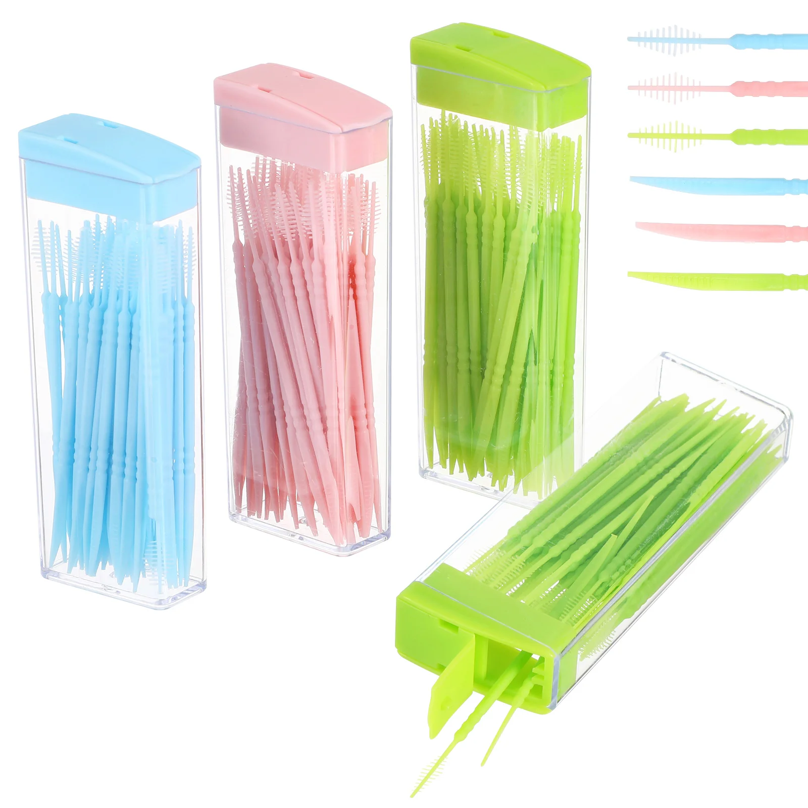 

200pcs Double Ended Dental Plastic Toothpicks Soft Food Grade al Care Interdental Brush Picks Teeth Cleaning Tools Safe Eco