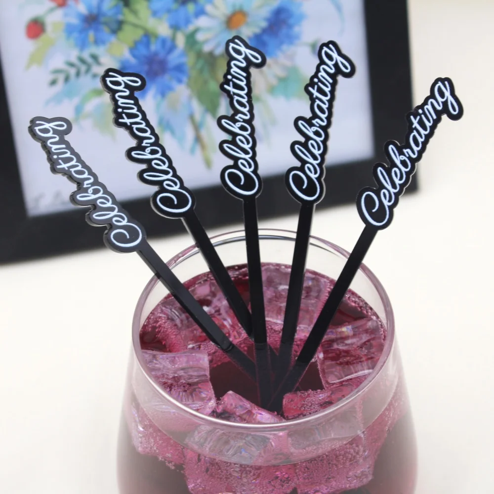 30/50/100Pcs Personalized Acrylic Stirrers Custom Name Drink Stirrers Wedding Stirrers Cocktail Swizzle Sticks Party Name Tags