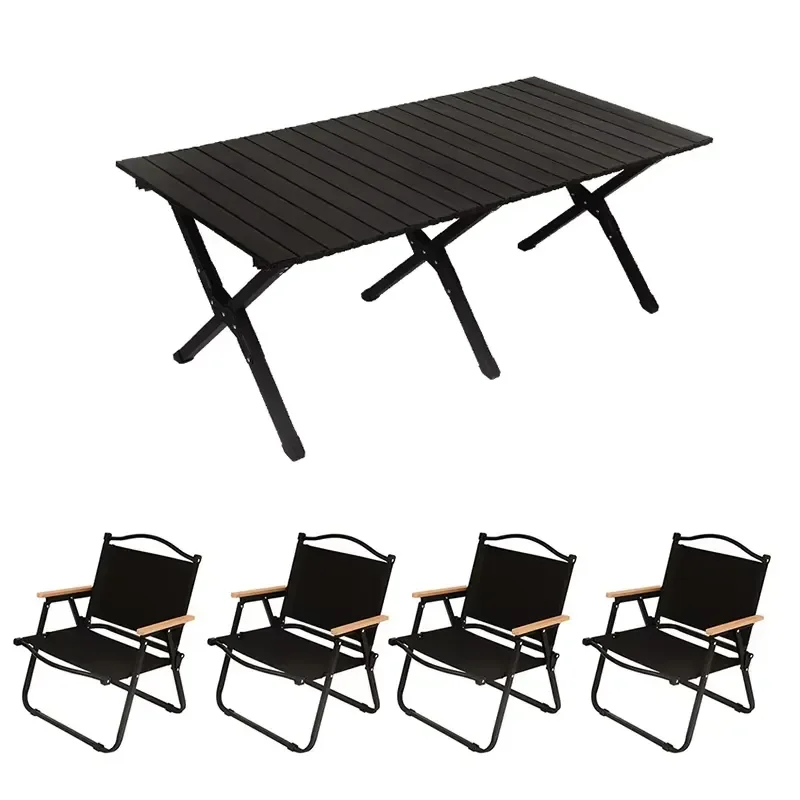 2024  Outdoor Folding Table Roll Table Portable Camping Table and Chair Set Camping