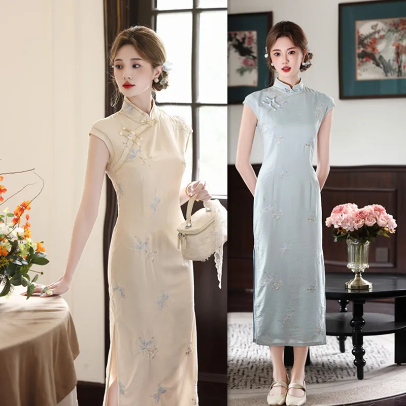 

Новое женское длинное платье-ципао в китайском стиле для молодых женщин, весна-лето 2026, облегающее, новинка