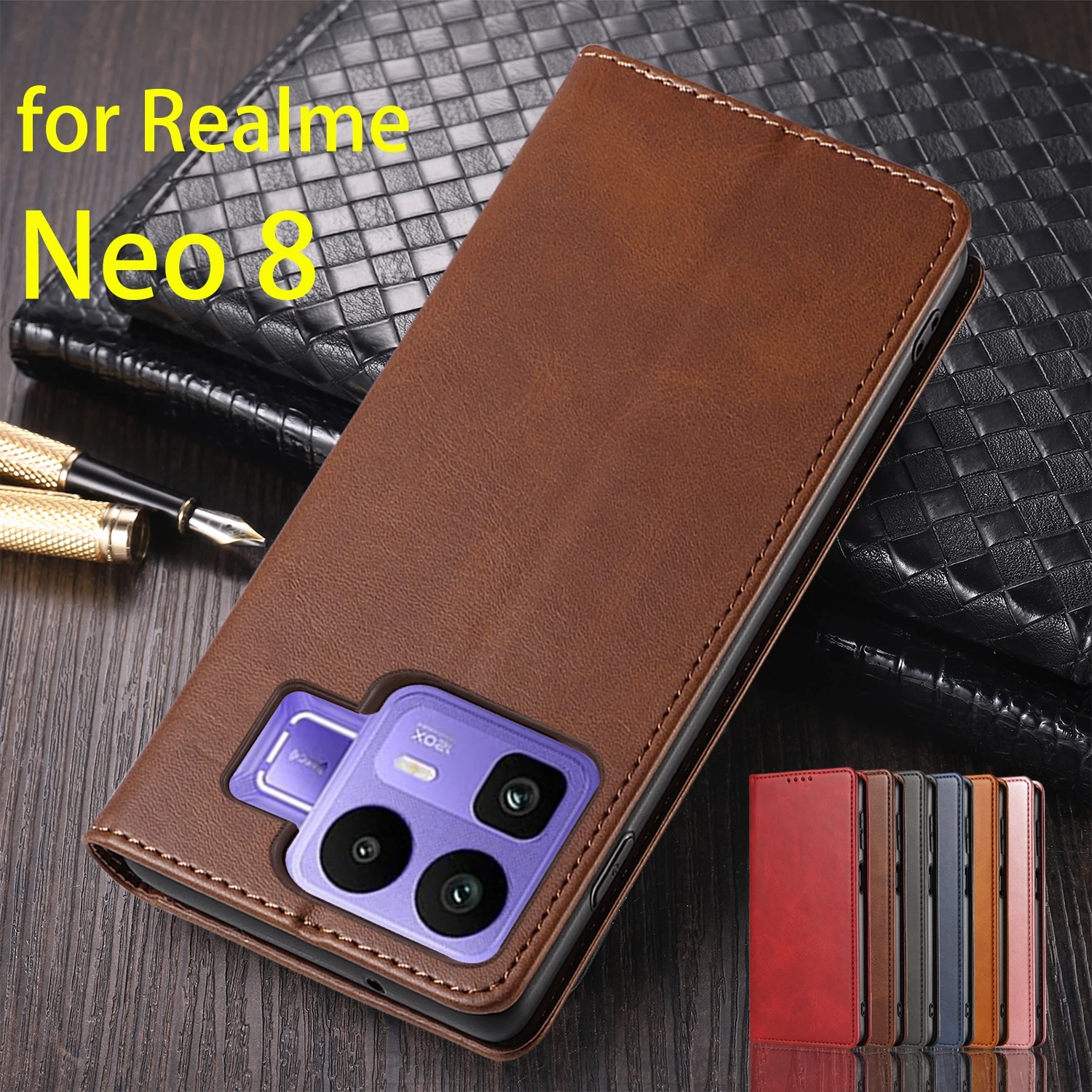 Funda de Cuero para OPPO Realme Neo8 / Neo 8 5G, Funda Tipo Libro con Ranuras para Tarjetas, Funda con Cierre Magnético, Funda Tipo Cartera, Fundas Coque