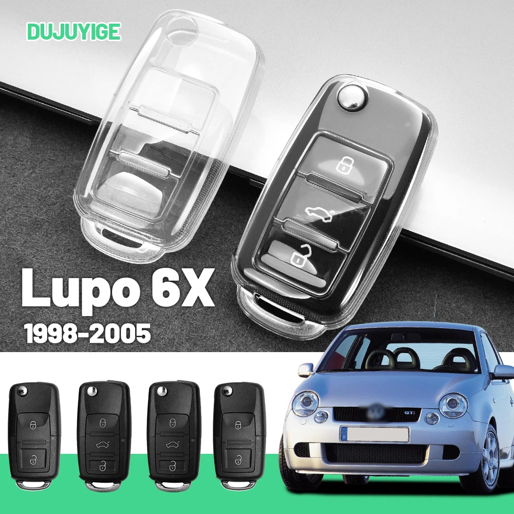 

Прозрачный чехол для автомобильного ключа из ТПУ для VW Lupo 6X 1998-2005, защитный чехол для брелока, автоаксессуары 1999 2000 2001 2002 2003 2004