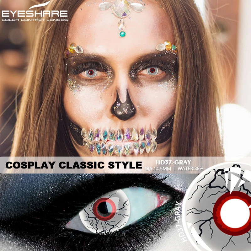 EYESHARE 2pcs Cosplay Colored Contact Lenses Anime Contact Lenses Blue Eye Lenses Yearly Crazy Halloween Makeup Colorful Lens