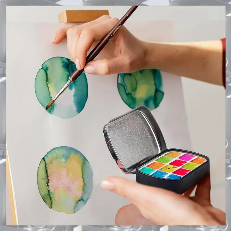 

Hot Selling-16 Pack Mini Empty Watercolor Palette Tin Watercolor Palette 12 Wellswith Lids Watercolor For Travel,16 Pack Mini Em