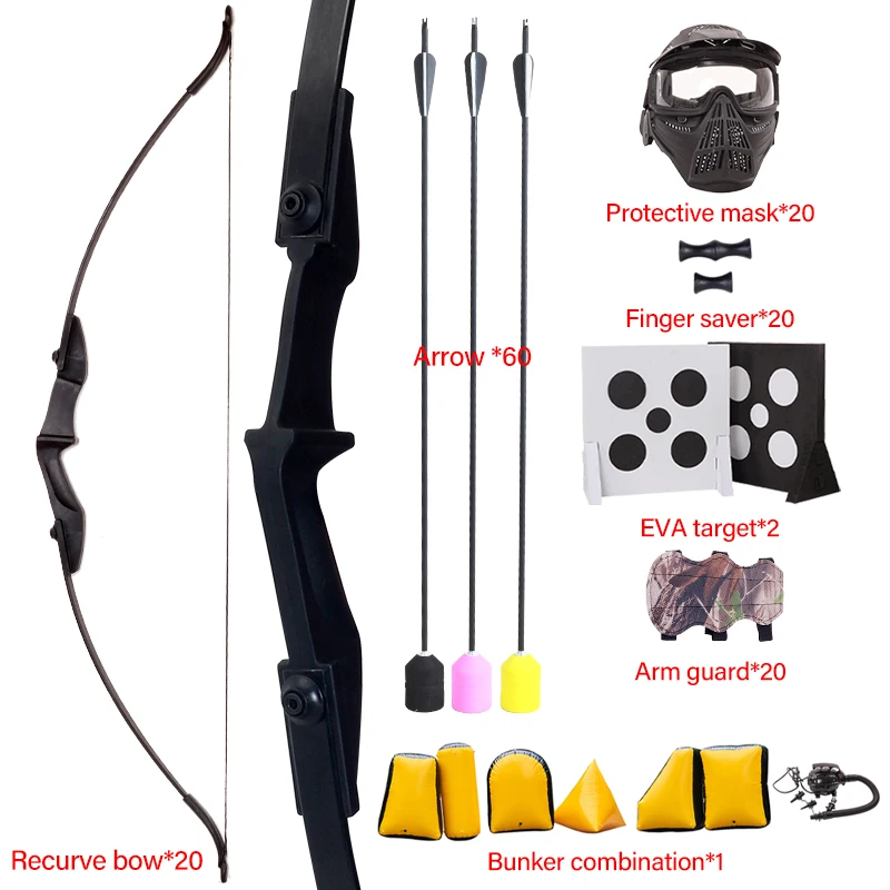 

20 Human Archery Tag Set Outdoor Shooting Range Bow and Arrow Real Combat CS Game Battle Set Attack and Defense Equipment