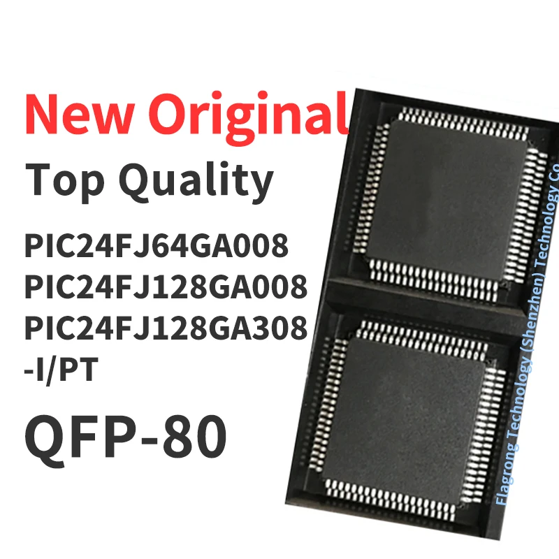 (1 Pcs) PIC24FJ64GA008 PIC24FJ128GA008 PIC24FJ128GA308 -I/PT QFP-80 Chip IC New Original