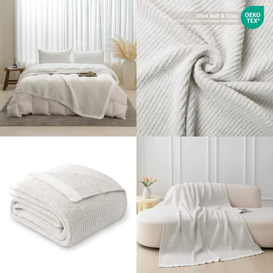 

Ultra Soft Throw Blanket for Couch 50x60 Inch Luxurious Super Cozy Fluffy Microfiber Blanket Plush Warm Reversible Throw Blanke