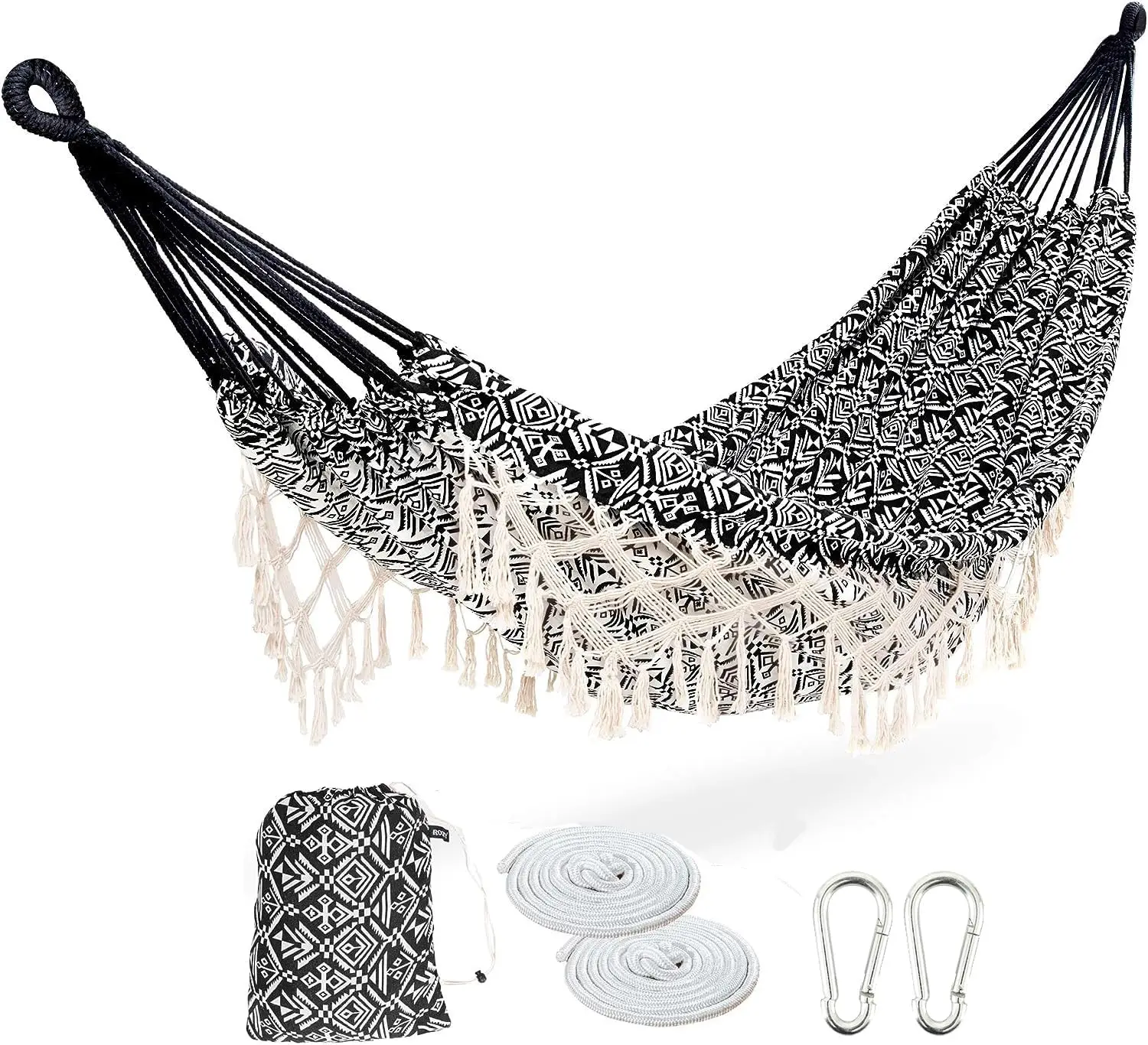 

Portable Hammock with Tassel,2 Person,Brazilian Tree Hammocks with Carry Bag for Bedroom,Garden,Backyard,Patio