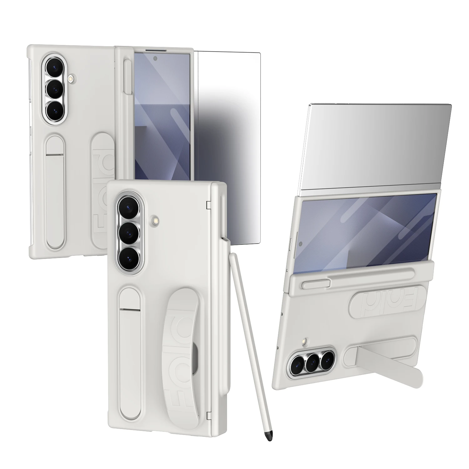 Grip Ring Kickstand Card Slot Built-in Pen Slot Hinge Lens Full Protection Shockproof Cover for Samsung Z TriFold Fold 7 6 5 4