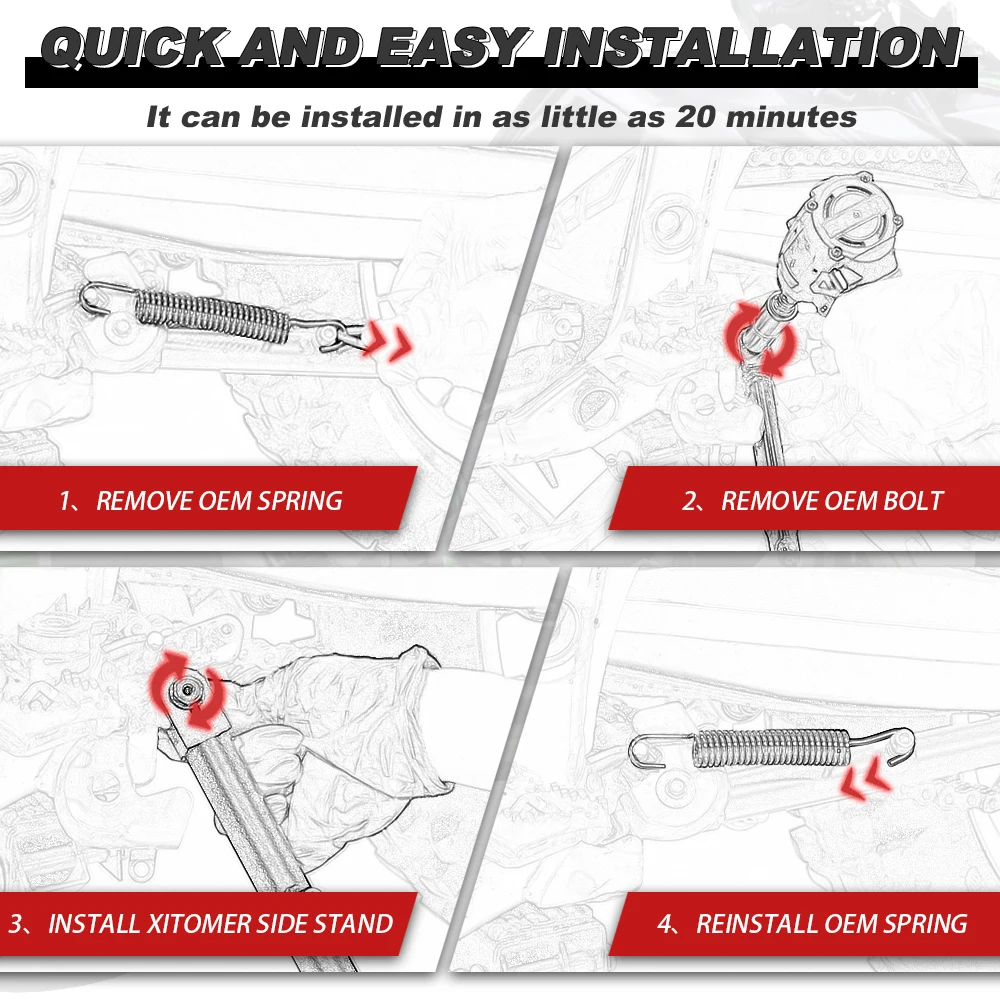 Motorcycles Adjustable Kickstand For Kawasaki Z900RS ZR900 2018 2019 2020 2021 2022 2023-2026 Steel Side Stand Support Bracket
