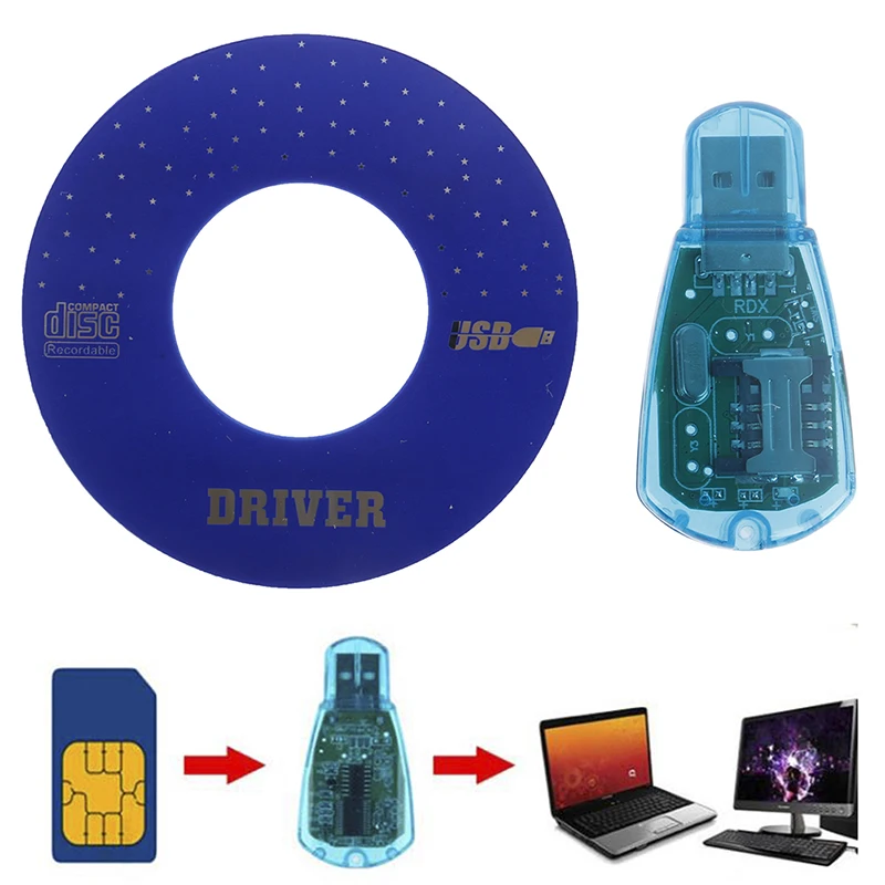 {CC44} USB SIM Card Reader Copy/Cloner Kit SIM Card Reader GSM CDMA SMS Backup + CD