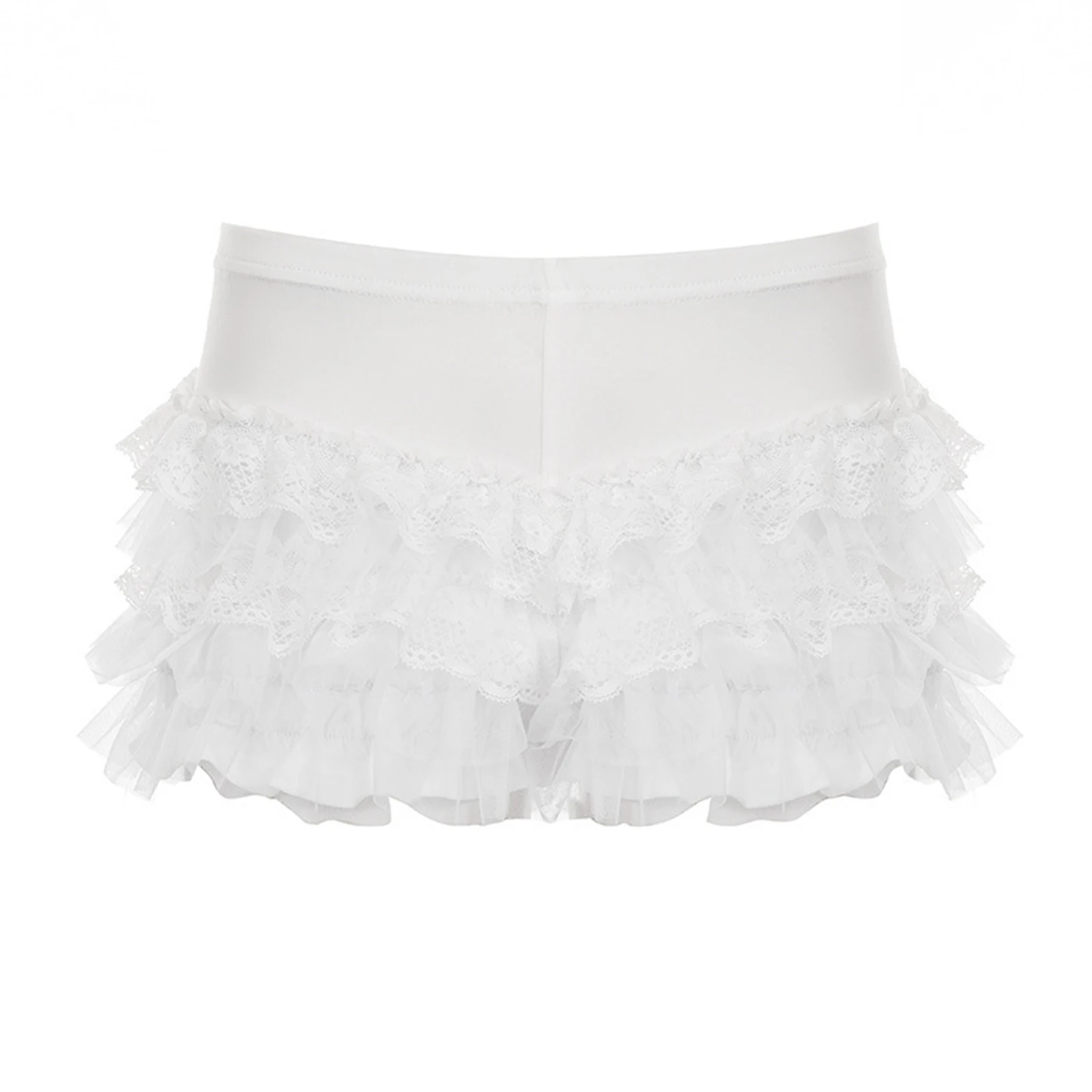 Pantaloncini da donna in pizzo con volant a strati Pantaloni caldi a vita bassa Pantaloncini da bottino per cosplay gotico Abito Lolita Festa di Halloween