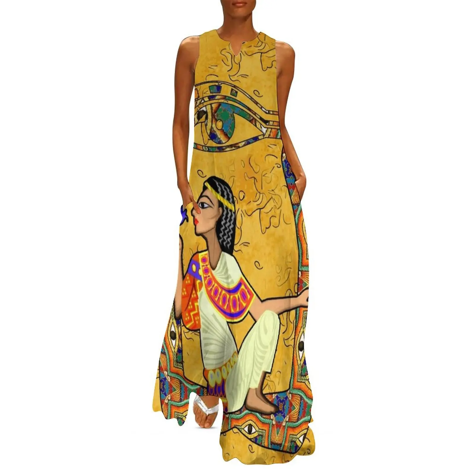 Egyptian Fusion Long Dress eleganckie sukienki damskie na wesele Sukienki wieczorowe eleganckie sukienki damskie wyprzedaż