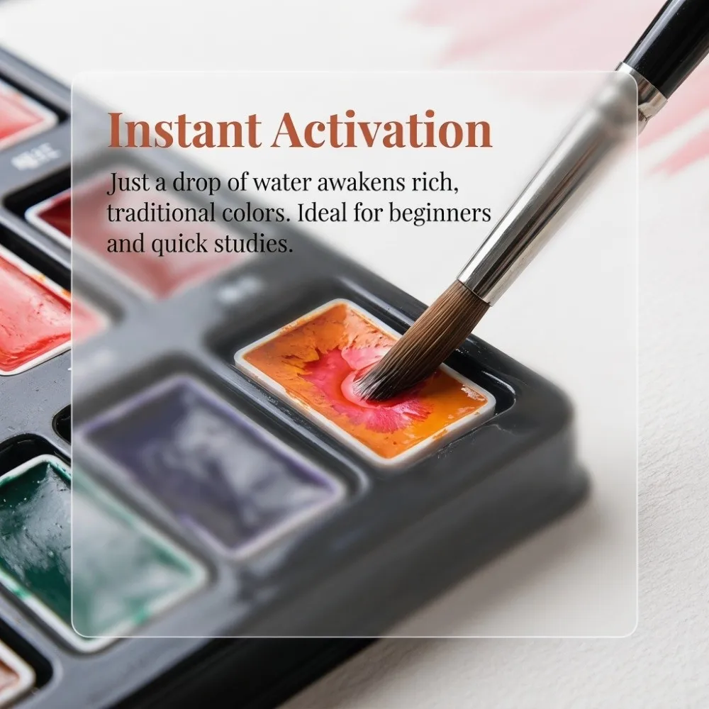 24 Colors Solid Chinese Painting Pigments Rich Classic Hues Portable Paint Set Smooth Easy Blending Mild Pure
