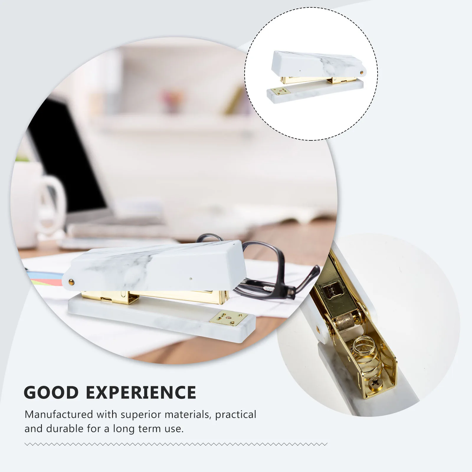 

Gold Office Supplies Practical Lightweight Compact Stapler Convenient Desk Accessory Portable Home School Travel Use