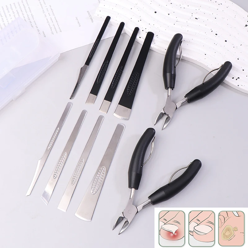 

5Pcs/set Manicure Tools Toe Nail Scraper Feet Pedicure Knife Kit Ingrown Cuticle Pedicure Tool With Box Dead Skin Remover Files