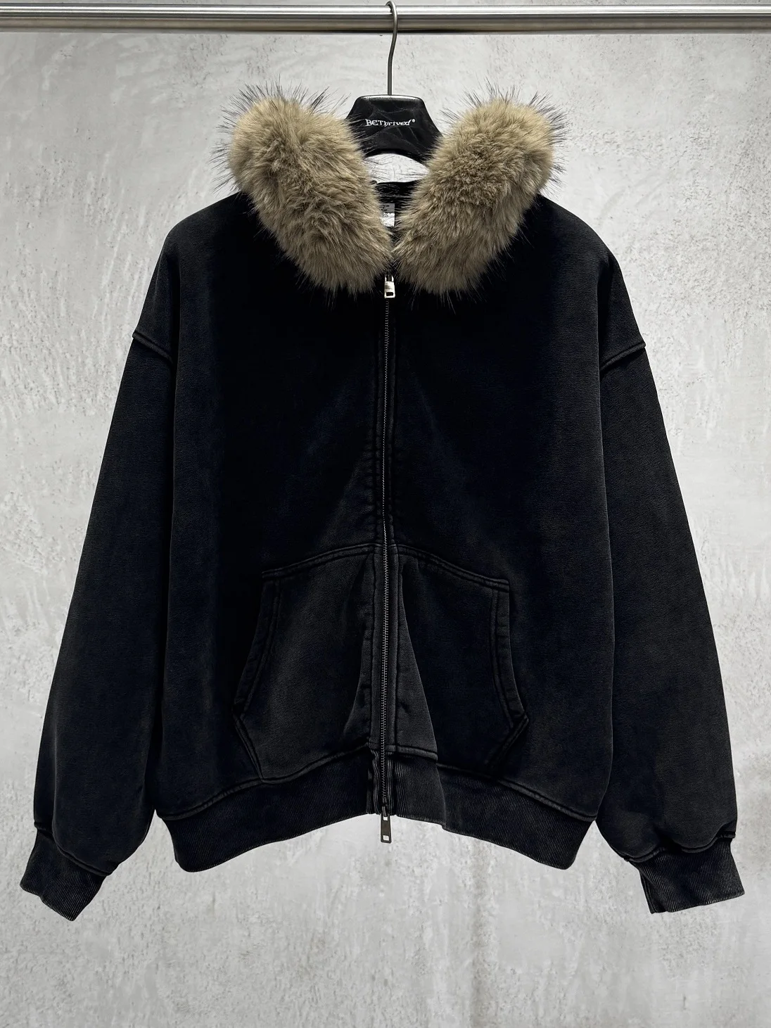 

Insboxy ex Fce Lined Zipper Hoodie Thiened Casual Loose Outerwear High Street Sle Warmth Youth Long Sve Sweatirt