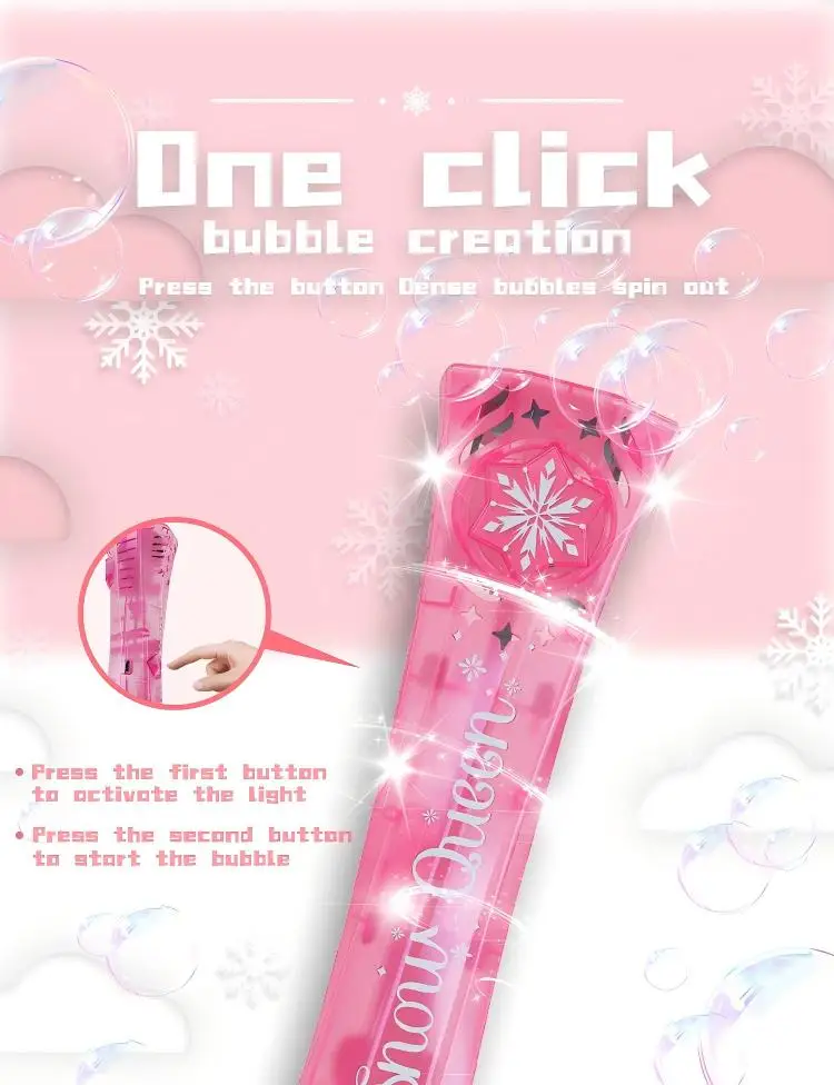 عصا الفقاعات الداعمة المتوهجة للحفلات الموسيقية السحرية من برينسيس، آلة الفقاعات الكهربائية الخيالية الشهيرة للأطفال