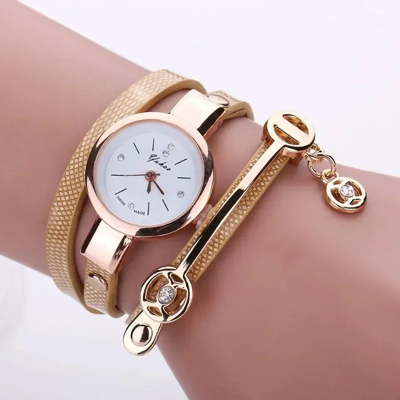 Fashion Women Bracelet Watch Gold Quartz Gift Watch Wristwatch Women Dress Leather Casual Bracelet Watches Hot Selling