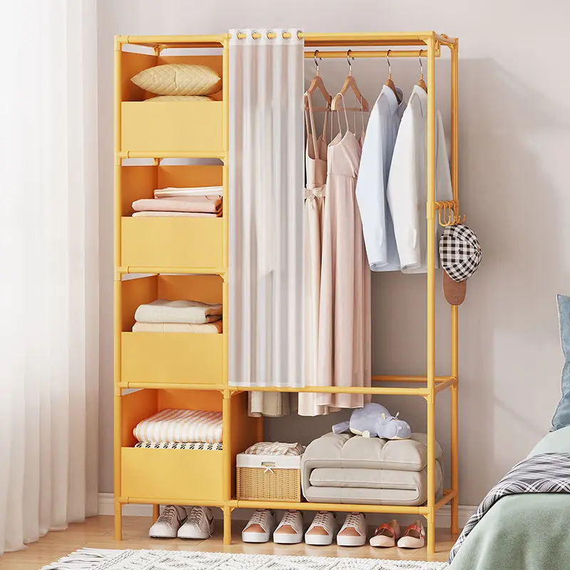 Multi-functional Simple Coat Rack Reinforced Metal Frame Bedroom Wardrobe Space-saving Clothes Organier Home Dorm Clothes Hanger