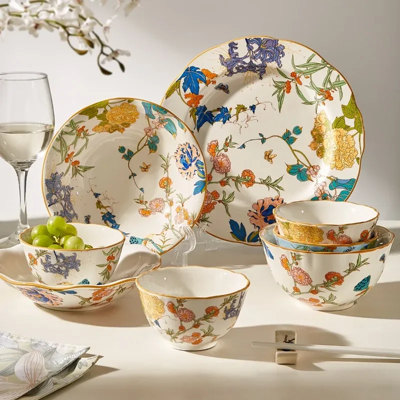 Chinese tableware, dish set, household 2025 new bowl and plate feeling housewarming new home, bowl and chopstick bowl gift