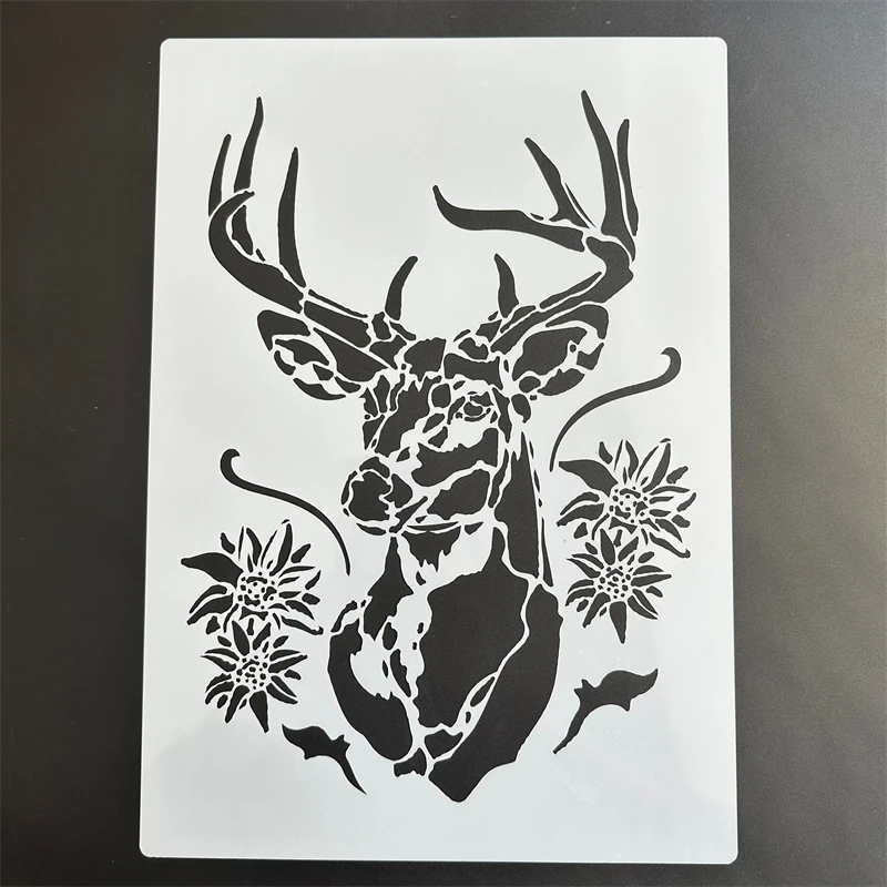 A4 29 * 21cm Mandala DIY Stencils Wall Painting Scrapbook Coloring Embossing Album Decorative Paper Card Template deer reindeer