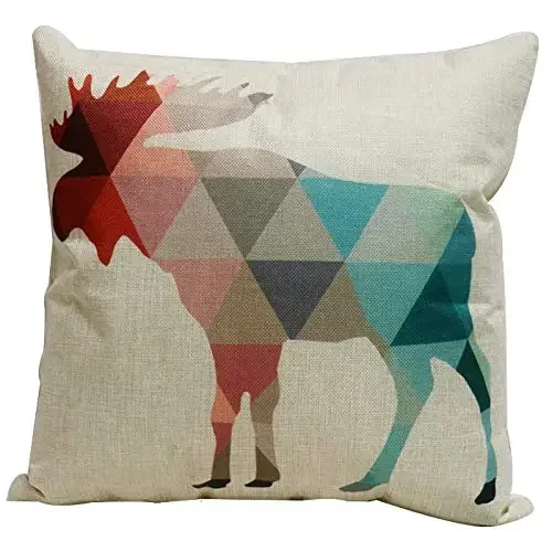 Simple deer print linen pillowcase, living room sofa cushion cover, home decoration, hug pillowcase  pillow covers decorative