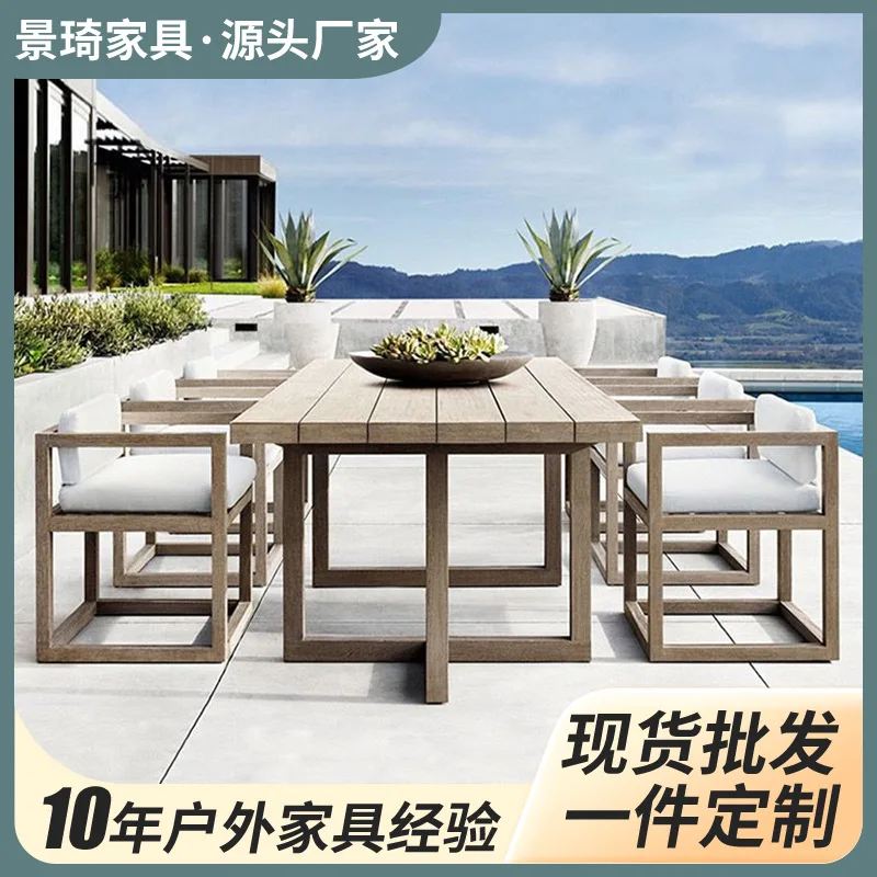 Outdoor tables and chairs garden villa teak furniture outdoor leisure waterproof sun protection dining table preservative