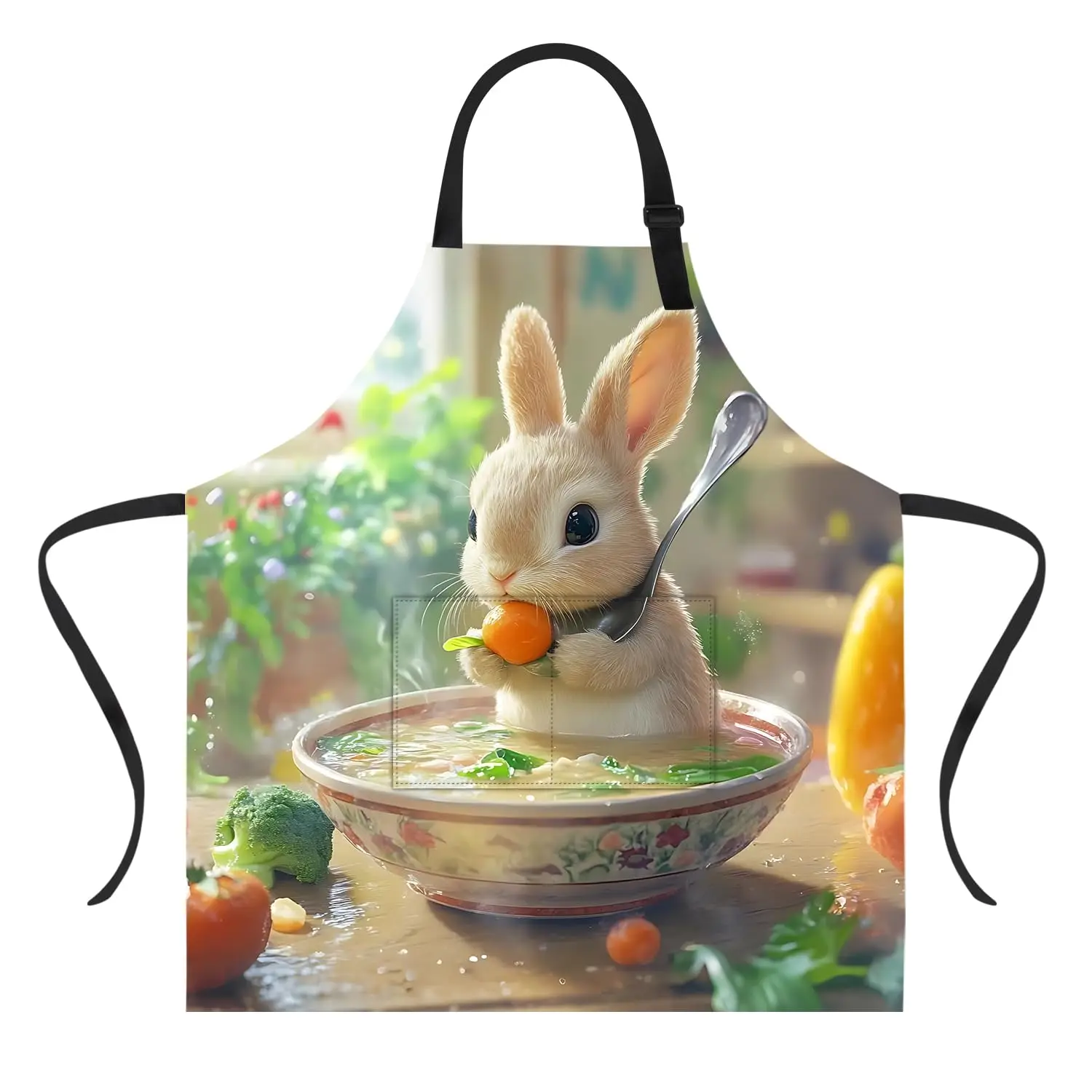 

Funny Rabbit Apron with Pockets Waterproof for Men Women Kitchen Garden Decor