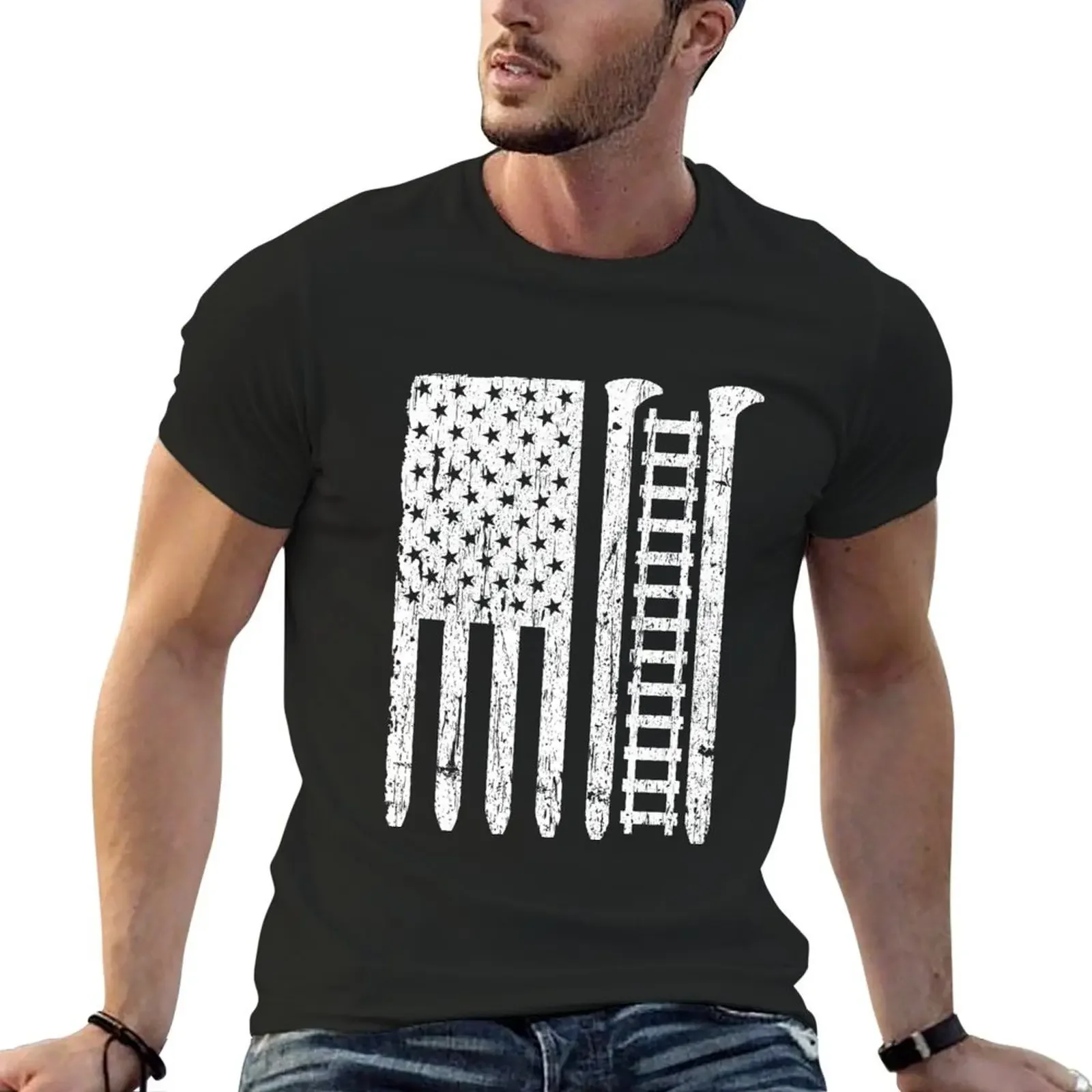 railroad spike american flag Train Gift for railway workers vintage T-Shirt cute clothes cute tops funny t shirts for men