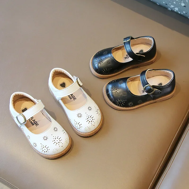 Girls Leather Shoes Embroidery Flowers Princess Sweet Kids National Style Flats Children's Flat Mary Janes Soft Dress Shoes Soft