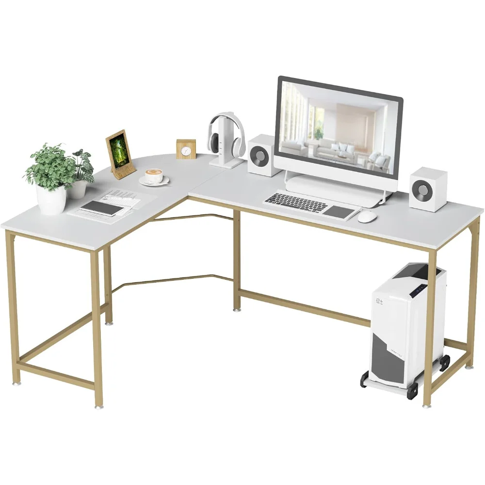 

Reversible L Shaped Desk White - 66.1" Corner Gaming Computer Desk, Office Workstation Modern Home Study Writing