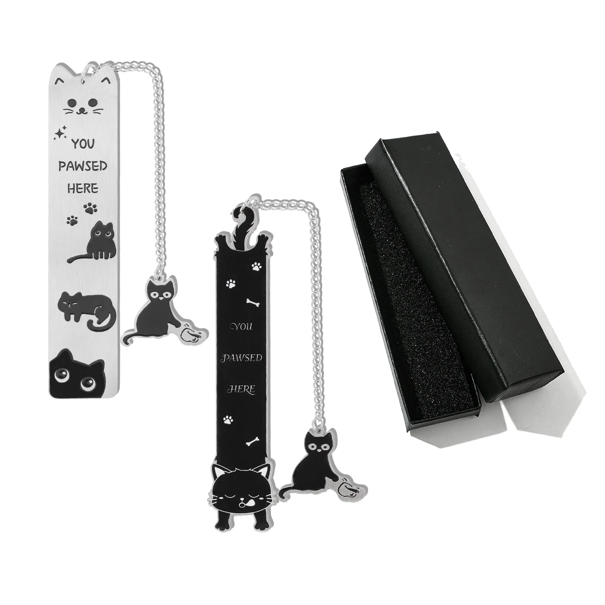 Cute Cat Metal Stainless Steel Bookmark - Personalized and Unique Cat Body Aesthetic Page Marking, Fun Gift, Suitable for.