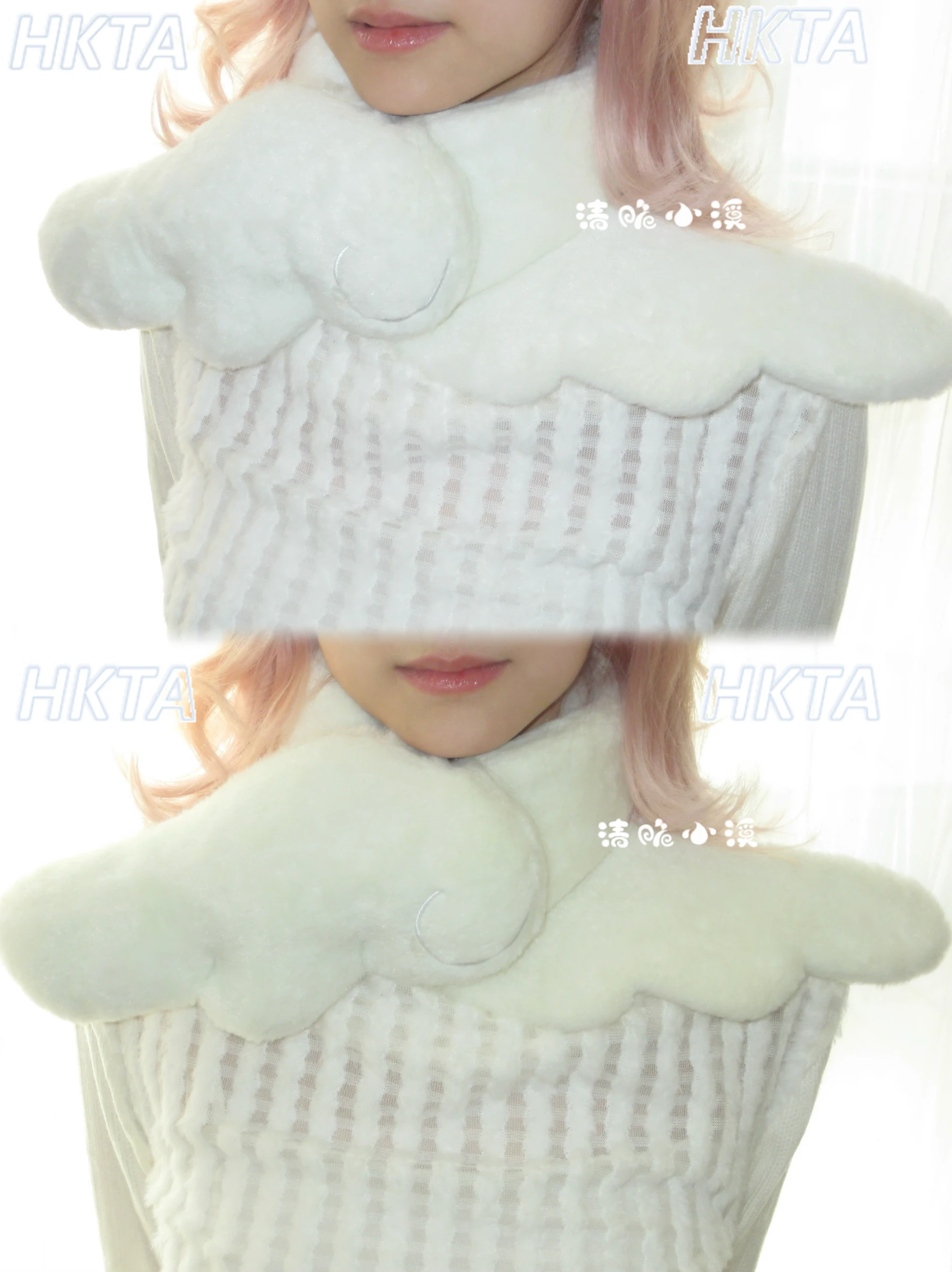 Original Snow Angel Fluffy Wing Design Scarf Women 2025 New Autumn Winter Sweet Cute Cartoon White Scarf for Students Scarves