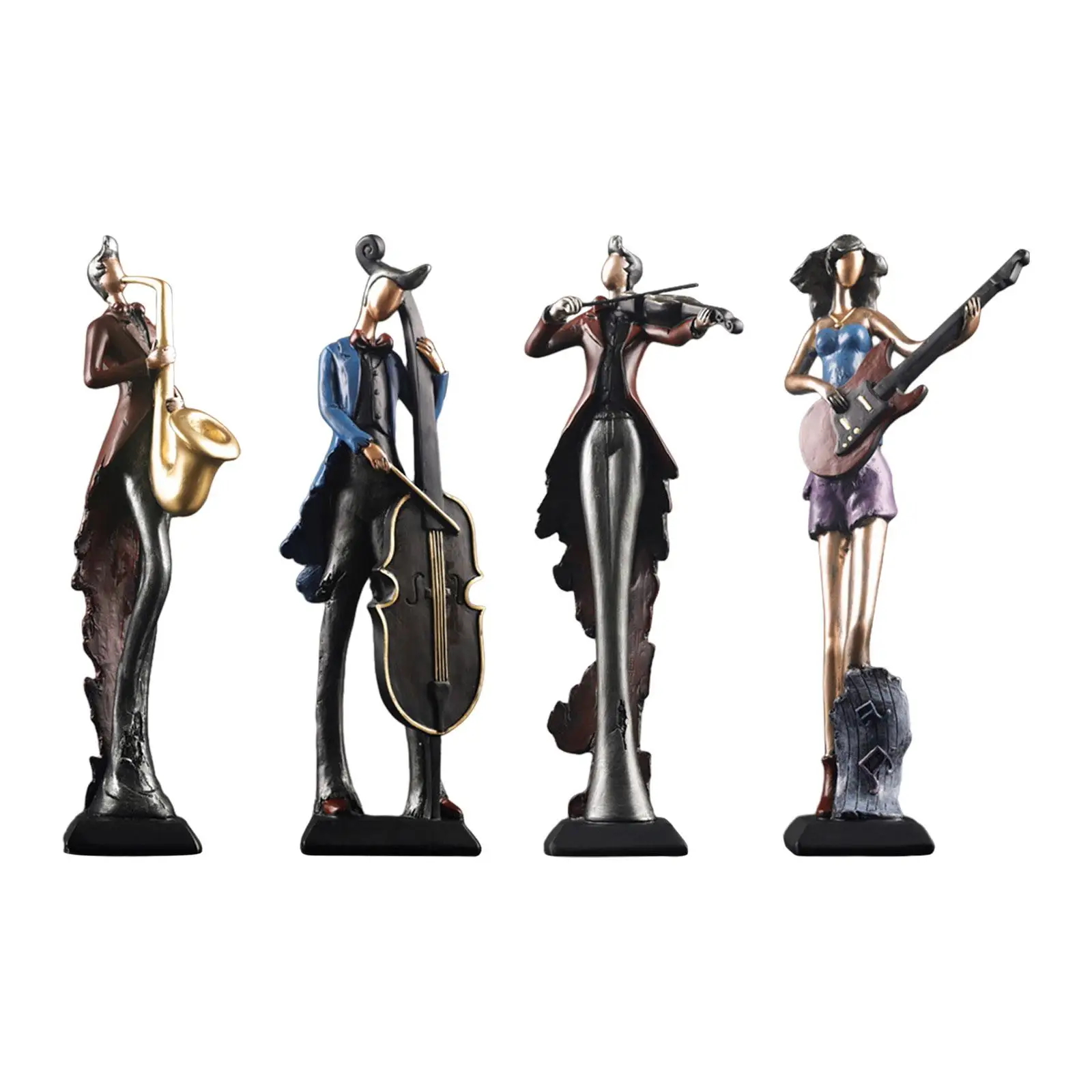 30cm Music Performer Musician Statue Resin Miniature Table Ornament for Home