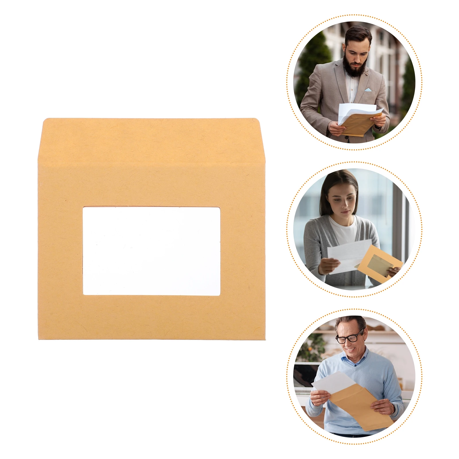 

25 Pcs Kraft Envelopes Transparent File Bags for Invitations Greeting Cards Photo Storage Document Folder Office Supplies